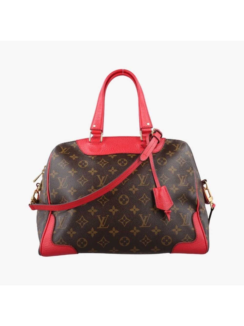Louis Vuitton Retiro PM Monogram Brown Cerise Canvas Calfskin Shoulder Bag